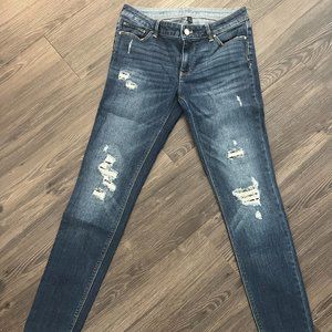 White House Black Market Distressed Sparkle Skinny Jeans SZ 4